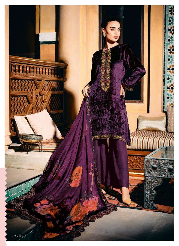 Varsha Floral Opulence Branded Latest Designer Velvet Dress