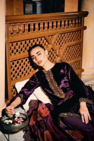 My Fashion Road Varsha Floral Opulence Branded Latest Designer Velvet Dress | FO-05