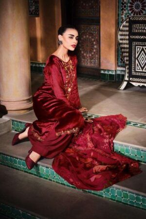 My Fashion Road Varsha Floral Opulence Branded Latest Designer Velvet Dress | FO-02