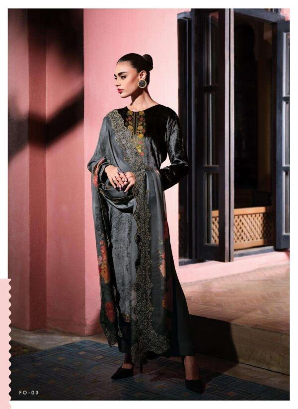 My Fashion Road Varsha Floral Opulence Branded Latest Designer Velvet Dress | FO-03