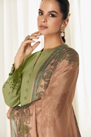My Fashion Road Kimora Heer Hazoor Pure Pashmina Staple Ethnic Wear Winter Suit | Green