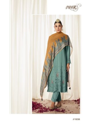 My Fashion Road Kimora Heer Hazoor Pure Pashmina Staple Ethnic Wear Winter Suit | Turquoise