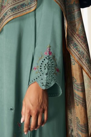 My Fashion Road Kimora Heer Hazoor Pure Pashmina Staple Ethnic Wear Winter Suit | Turquoise
