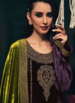 My Fashion Road Aiqa Northern Ray Designer Straight Style Partywear Velvet Dress | 8204