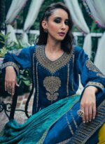 My Fashion Road Aiqa Northern Ray Designer Straight Style Partywear Velvet Dress | 8205