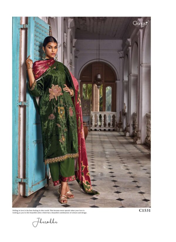 My Fashion Road Ganga Jharokha Designer Wedding Wear Velvet Suit | C1531