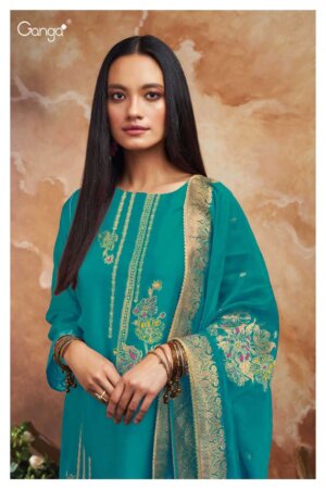 My Fashion Road Ganga Leilani Designer Woven Silk Festive Wear Ladies Suit | S2231-B