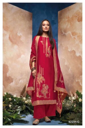 My Fashion Road Ganga Leilani Designer Woven Silk Festive Wear Ladies Suit | S2231-A