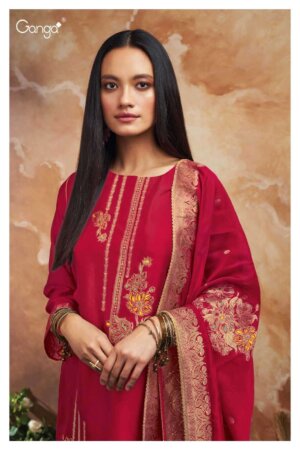 My Fashion Road Ganga Leilani Designer Woven Silk Festive Wear Ladies Suit | S2231-A