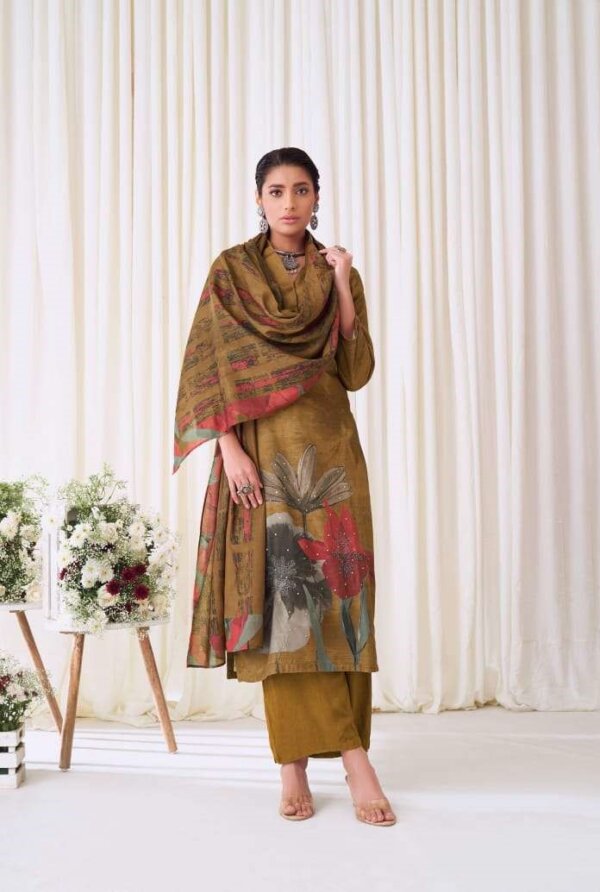 My Fashion Road Sudriti Blotched Floral Digital Floral Style Pure Pashmina Dress | 734