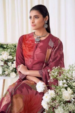 My Fashion Road Sudriti Blotched Floral Digital Floral Style Pure Pashmina Dress | 756