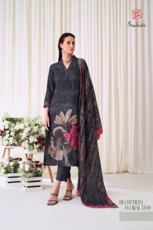 My Fashion Road Sudriti Blotched Floral Digital Floral Style Pure Pashmina Dress | 709