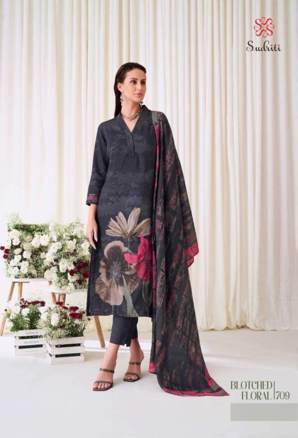 My Fashion Road Sudriti Blotched Floral Digital Floral Style Pure Pashmina Dress | 709