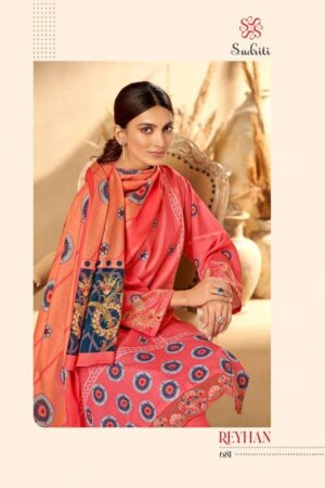 My Fashion Road Sudriti Reyhan Sahiba New Designer Print Fancy Pashmina Dress | 681