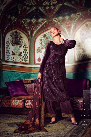 My Fashion Road Varsha Mystic Fancy Sequans Designs Pure Velvet Designer Suit | MS-01