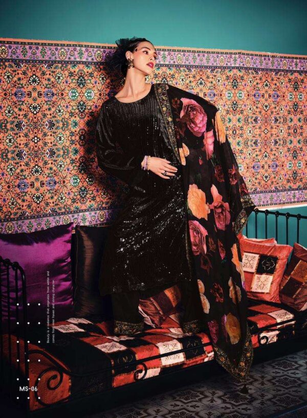 My Fashion Road Varsha Mystic Fancy Sequans Designs Pure Velvet Designer Suit | MS-06