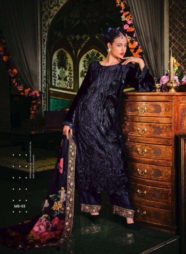 My Fashion Road Varsha Mystic Fancy Sequans Designs Pure Velvet Designer Suit | MS-03