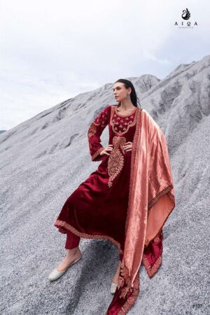 My Fashion Road Aiqa Dhun Latest Designer Velvet Wedding Wear Dress | 8707