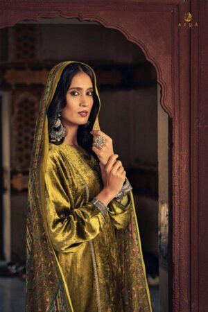 My Fashion Road Aiqa Sajda Latest Designer Wedding Wear Velvet Suit | 1056