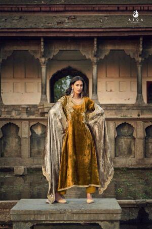 My Fashion Road Aiqa Swag Se Swagat Pure Velvet Designer Branded Latest Suits | 1049
