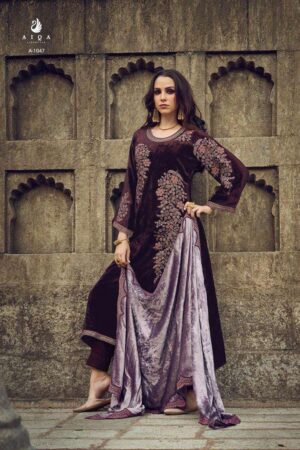 My Fashion Road Aiqa Swag Se Swagat Pure Velvet Designer Branded Latest Suits | 1047