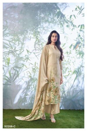 My Fashion Road Ganga Ella Digital Print Pure Pashmina Unstitched Suit | S2206-C