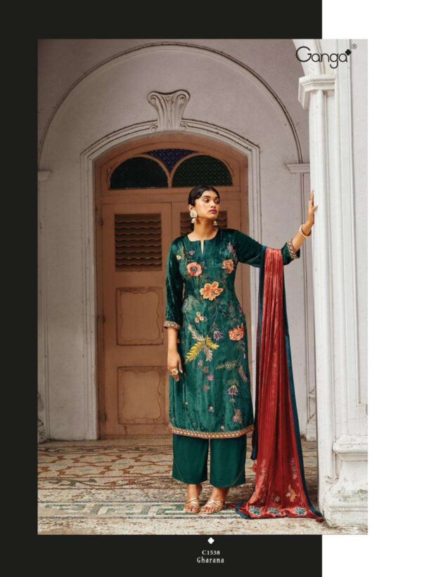My Fashion Road Ganga Gharana Designer Print Velvet Suit | C1538