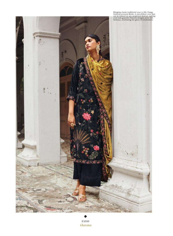 My Fashion Road Ganga Gharana Designer Print Velvet Suit | C1533