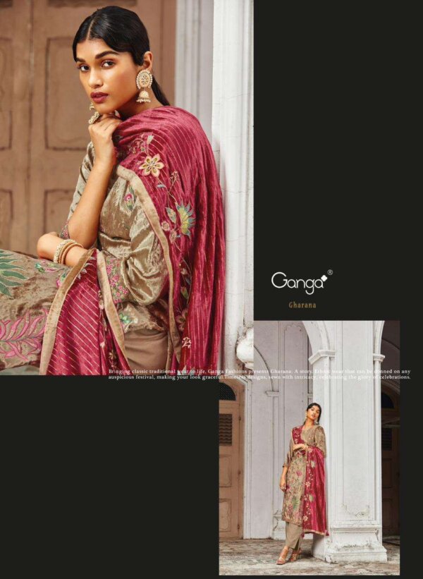 My Fashion Road Ganga Gharana Designer Print Velvet Suit | C1534