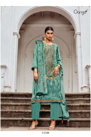My Fashion Road Ganga Mrunal Designer Velvet Occasion Wear Branded Ladies Suit | C1540