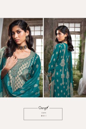 My Fashion Road Ganga Shamsi Festive Collection Jacquard Pashmina Ladies Suit | C1674