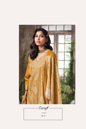 My Fashion Road Ganga Shamsi Festive Collection Jacquard Pashmina Ladies Suit | C1675