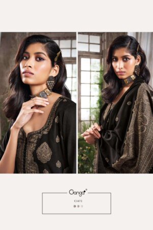 My Fashion Road Ganga Shamsi Festive Collection Jacquard Pashmina Ladies Suit | C1672
