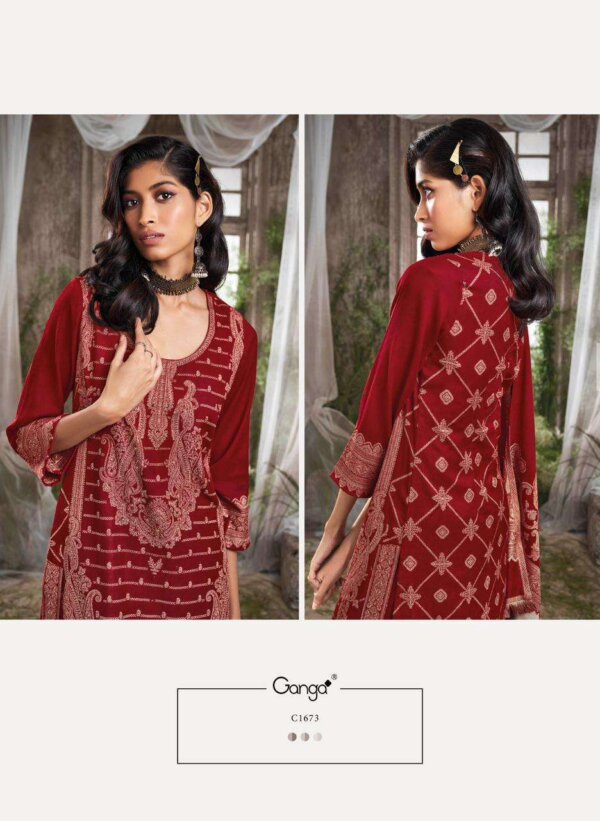 My Fashion Road Ganga Shamsi Festive Collection Jacquard Pashmina Ladies Suit | C1673