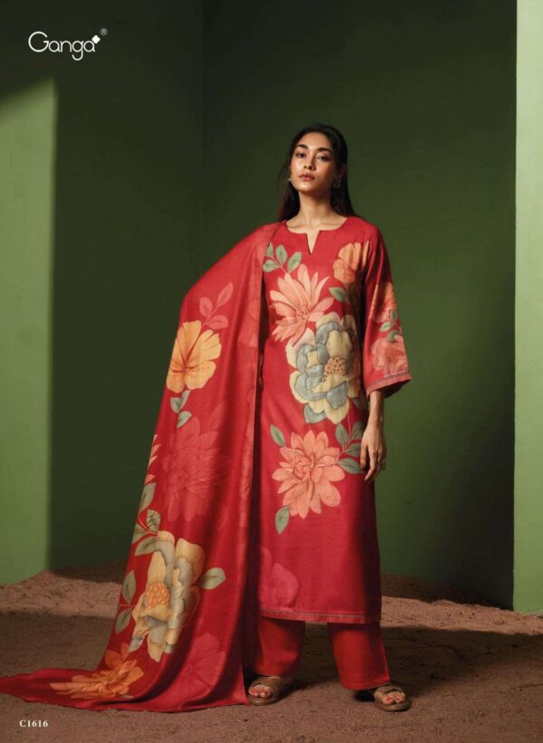 My Fashion Road Ganga Shining Digital Print Winter Wear Pashmina Ladies Suit | C1616
