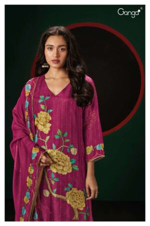My Fashion Road Ganga Taylee Premium Designs Jacquard Silk Festive Wear Ladies Suit | S2065-A