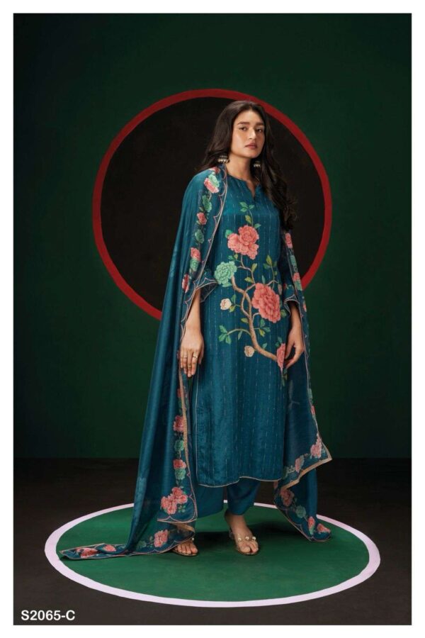 My Fashion Road Ganga Taylee Premium Designs Jacquard Silk Festive Wear Ladies Suit | S2065-C