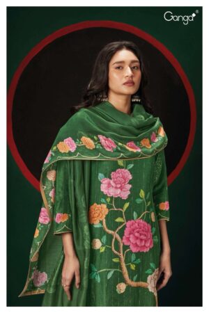 My Fashion Road Ganga Taylee Premium Designs Jacquard Silk Festive Wear Ladies Suit | S2065-D