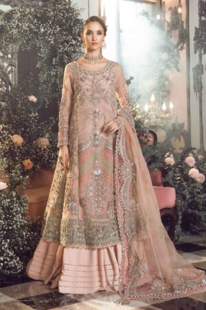 My Fashion Road MARIA B Mbroidered Wedding Unstitched Edition | Pastel Pink BD-2706