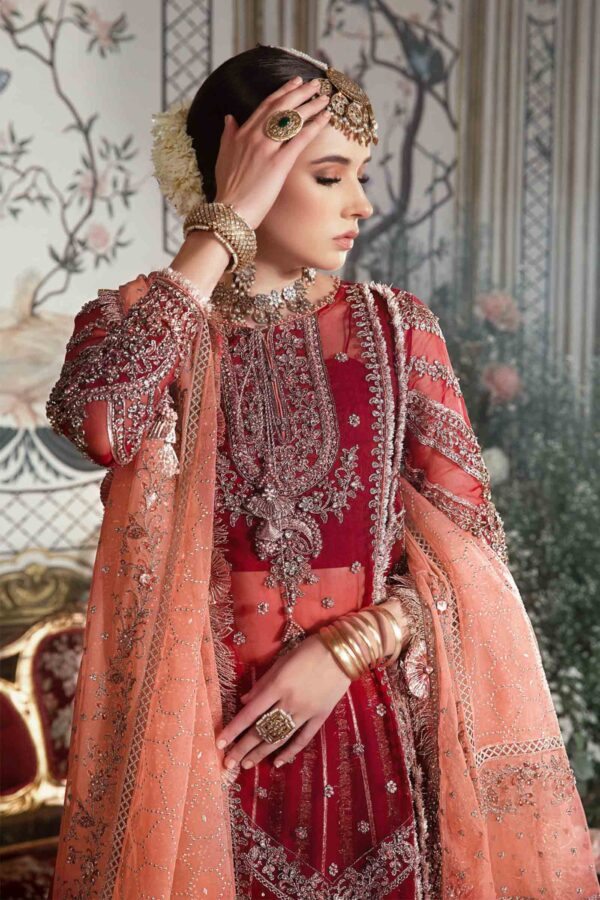 My Fashion Road MARIA B Mbroidered Wedding Unstitched Edition | Maroon BD-2708