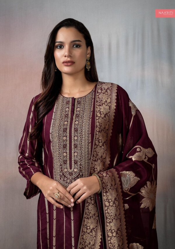 My Fashion Road Naariti Sharaya Pure Silk Jacquard Embroidered Unstitched Suit