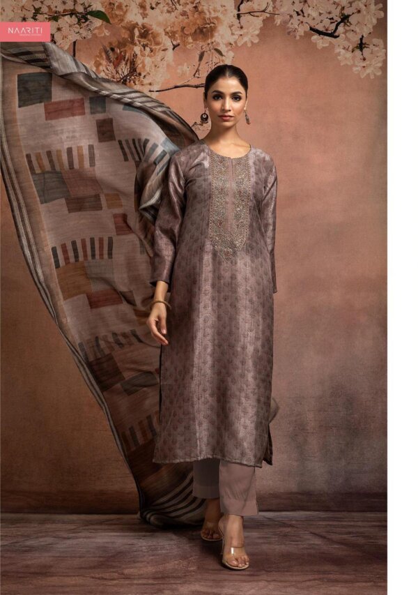 My Fashion Road Naariti Gevan Pure Tussar Silk Embroidered Unstitched Suit | 3 Colors