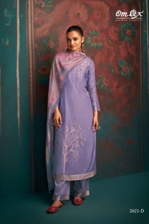 My Fashion Road Omtex Aamod Vol 10 Fancy Muslin Jacquard Traditional Dress | 2621-D