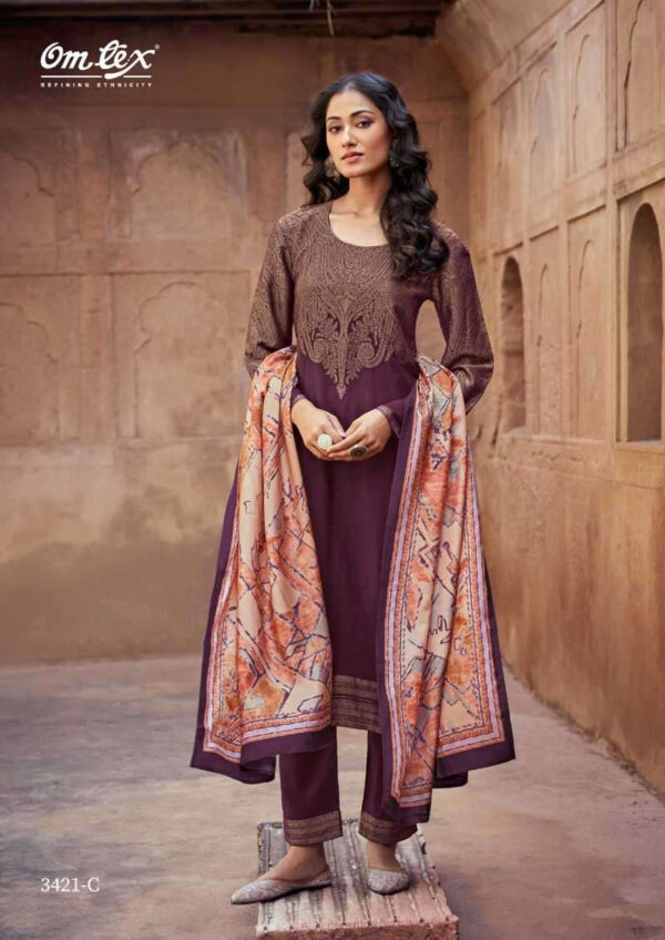 My Fashion Road Omtex Aamod Vol 18 Fancy Jacquard Pashmina Festive Suits | 3421-C