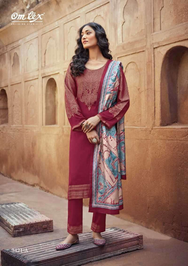 My Fashion Road Omtex Aamod Vol 18 Fancy Jacquard Pashmina Festive Suits | 3421-A