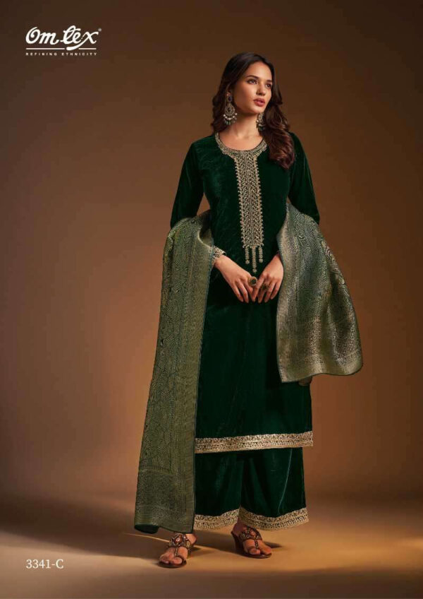 My Fashion Road Omtex Idris Fancy Velvet Traditional Wear Dress | 3341-C