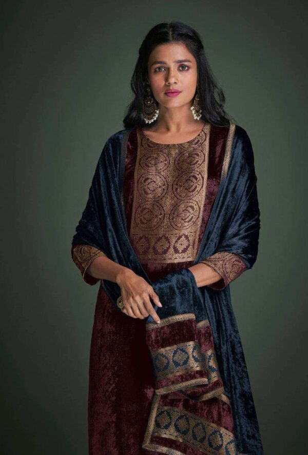 My Fashion Road Omtex Ketki Exclusive Velvet Jacquard Tradition Wear Suit | 2921-B