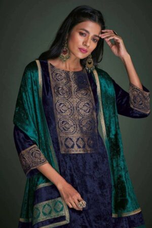 My Fashion Road Omtex Ketki Exclusive Velvet Jacquard Tradition Wear Suit | 2921-C