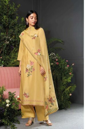 Buy Women Mustard Sequin And Mirror Embroidered Anarkali Suit Set With  Churidar And Dupatta - Yellows & Greens - Indya