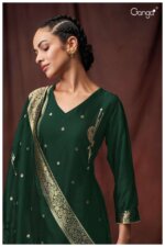 My Fashion Road Ganga Dayanita Fancy Woven Silk Wedding Wear Jacquard Suit | Green